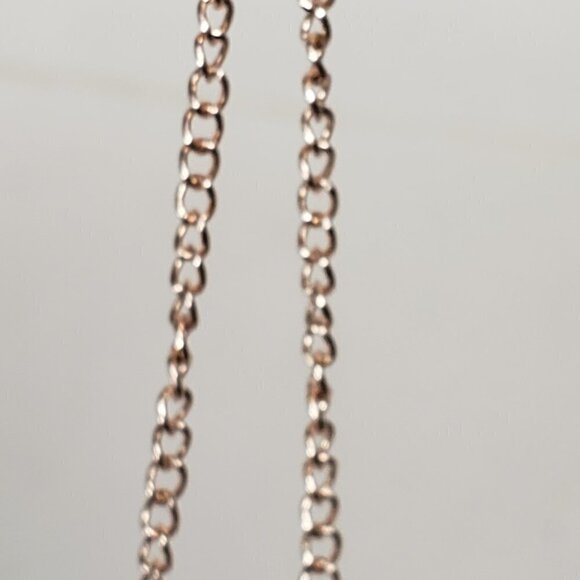 Salmon Necktie Lace-up Chocker and Long Rose Gold Tone Crystal Tassel Necklace - Picture 7 of 7
